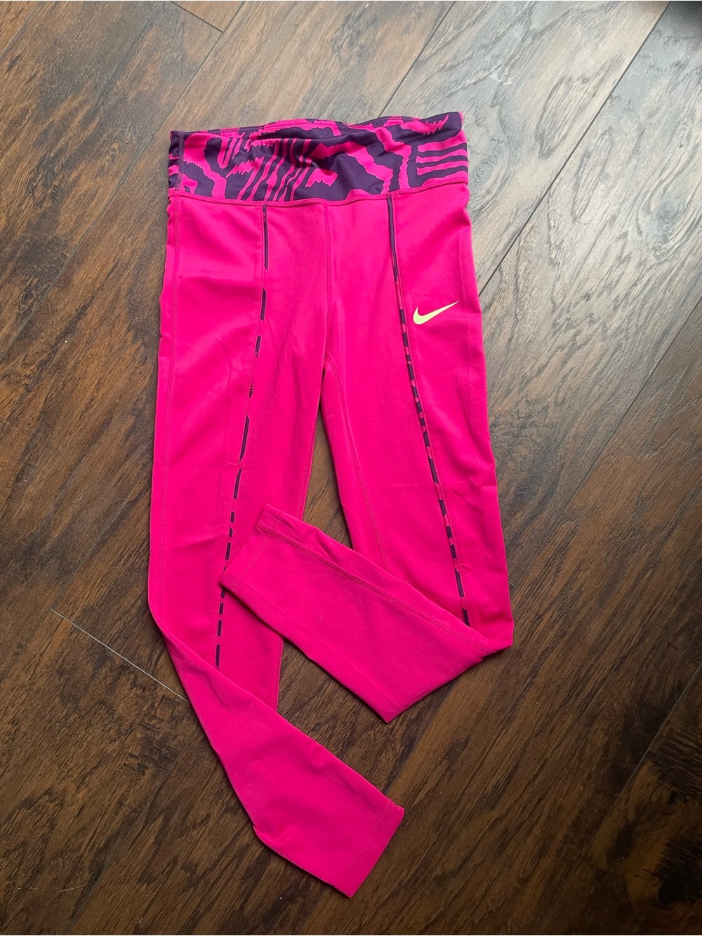 Nike  Hot Pink Leggings with Patterned Waistband